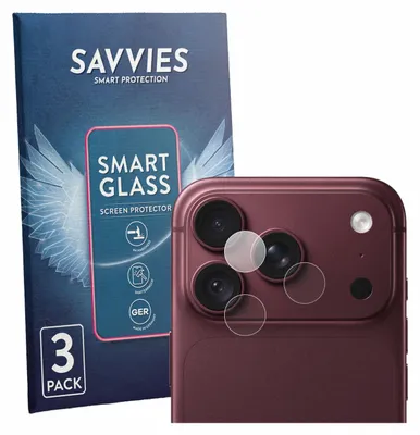 Produktbild von 3x Savvies Schutzglas Folie für Apple iPhone 18 Pro (NUR Kameraschutz) 9H Panzer Schutzfolie Glas Displayschutz klar transparent