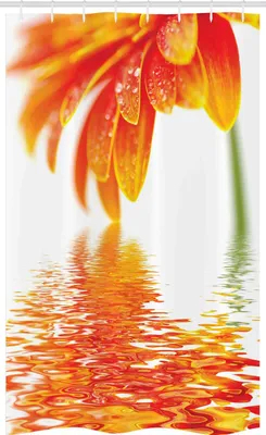 Produktbild von ABAKUHAUS Blume Schmaler Duschvorhang, Sun Flower Reflexion, Badezimmer Deko Set aus Stoff mit Haken, 120 x 180 cm, Orange
