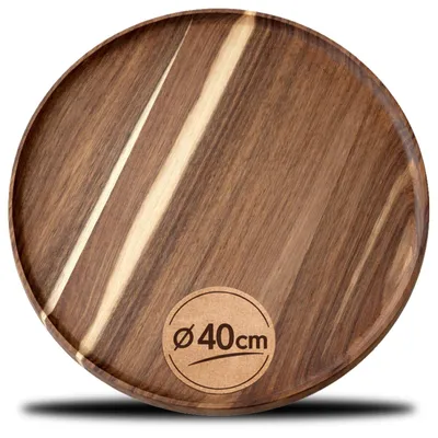 Zdjęcie produktu dla com-four® Talerz/Podkładka z drewna akacji, średnica 40 cm - element dekoracyjny - taca serwująca