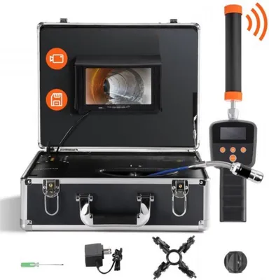 Immagine prodotto di Telecamera endoscopica con luce - cavo da 40 m - telecamera professionale per tubi - batteria ricaricabile da 6 ore - 1000 TVL - funzione di registrazione