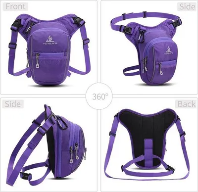 Produktbild von Unyqoos® Beintasche fürs Motorrad & Outdoor – wasserdichte, taktische Oberschenkel-Tasche aus robustem Polyester, Lila, Einheitsgröße, 14×14×26 cm, Hüftgurt ≤125 cm