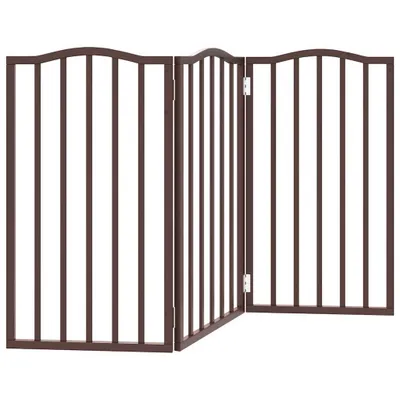 Immagine prodotto di vidaXL Cancelletto pieghevole per cani a 3 pezzi in legno di pioppo marrone effetto rovere 150 cm