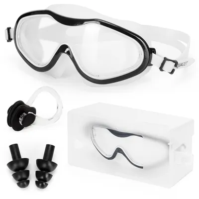 Productafbeelding van Duikbril - Zwembril - Inclusief Oordoppen En Neusklem - Verstelbaar - Unisex - Transparant - UV400