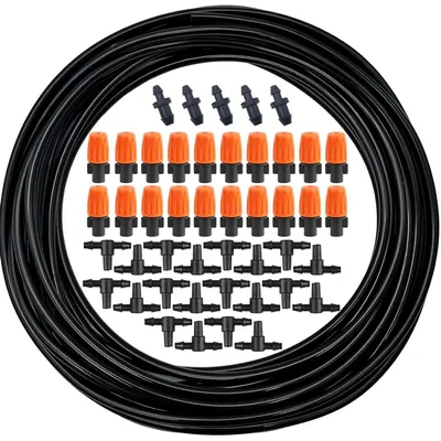 Productafbeelding van Druppelirrigatieslang Set - Tuinbesproeiing Waterslang - Planten Water Geven - Verstelbare Sproeiers - 10 Meter - Zwart