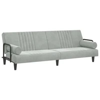 Produktbild von Schlafsofa mit Armlehnen Hellgrau Samt