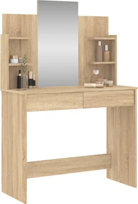 Produktbild von vidaXL Schminktisch mit Spiegel Sonoma-Eiche 96x39x142 cm