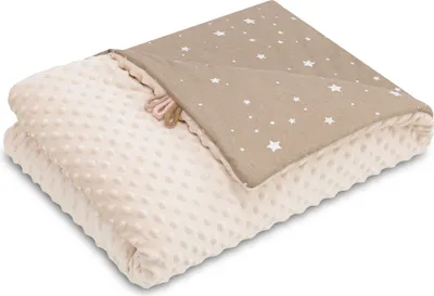 Produktbild von Kocyk dla niemowląt Kocyk dla niemowląt Kocyk zimowy z pluszu 75x100 cm - Kocyk dla niemowląt Kocyk do wózka Kocyk do wózka i wyposażenie początkowe dla noworodków i dzieci Beżowy w białe gwiazdki