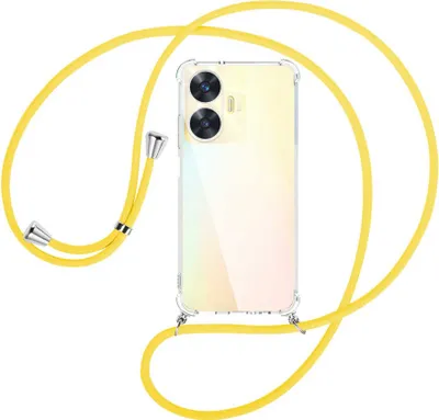 Produktbild von Handykette Backcover-Schutzhülle mit Band (Metall silberfarben) für Realme C55 (6.72'') - gelb