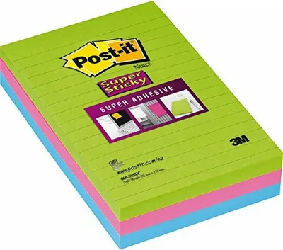 Immagine prodotto di Post-it 660-3SSUC Post-it, foglietti adesivi super adesivi, a righe, 101 x 152 mm