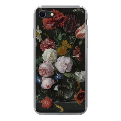 Produktbild von MuchoWow® Handyhülle Schutzhülle Hülle für iPhone 7 Stilleben mit Blumen in einer Glasvase - Gemälde von Jan Davidsz. de Heem Silikon Softcase Handy Hülle - Kartenhalter