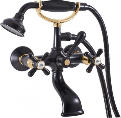 Immagine prodotto di Miscelatore per vasca MORAVA RETRO in ottone nero opaco con finitura dorata