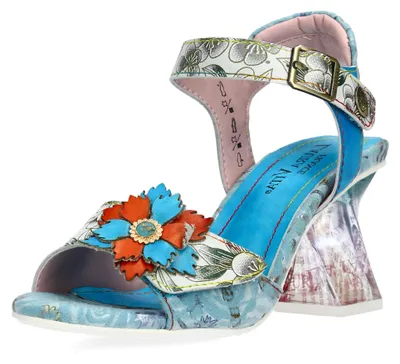 Produktbild von Laura Vita Damen Sandalette Floral transparenter Blockabsatz HACSIO 12, Größe:40