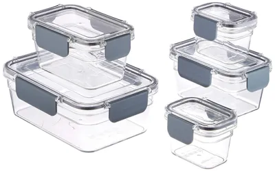 Obrázok produktu pre Skladovacie nádoby Amazon Basics z tritanového plastu na potraviny – s uzáverom z tritanového plastu, vzduchotesné, 10 kusov, priehľadné