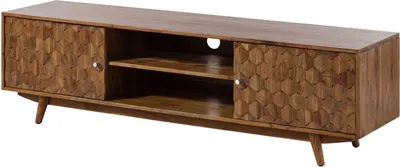 Image de MASSIVMOEBEL24 | Meuble TV en bois d'acacia laqué brun MOSAYK #111