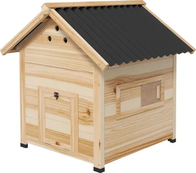 Produktbild von Entenstall aus Holz, Entenunterstand mit aufklappbarem Dach und Doppeltš¹r, 78 x 90 x 92 cm, Naturholzoptik
