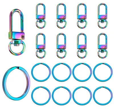 Schlüsselanhänger-Set, 20-teilig, Regenbogen, Edelstahl, 25 mm