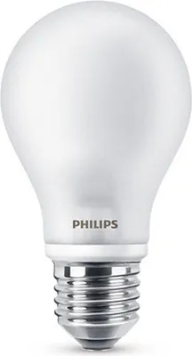 A Philips LED light bulb on a white background.