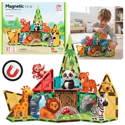Produktbild von Magnetische Bausteine „Zoo“, kreatives Baukastenset mit 27 Teilen für Kinder ab 3 Jahren