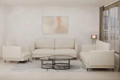 Productafbeelding van Bankstel Designersofa HELMER 3-2-1, bekleding: stof, kleur: crème