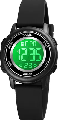 Produktbild von Alienwork Seven-color LED Digital Kinderuhr Jungen Mädchen Schwarz Silikon-Armband Kalender Mehrfarbig Chronograph Sportlich Multi-funktion