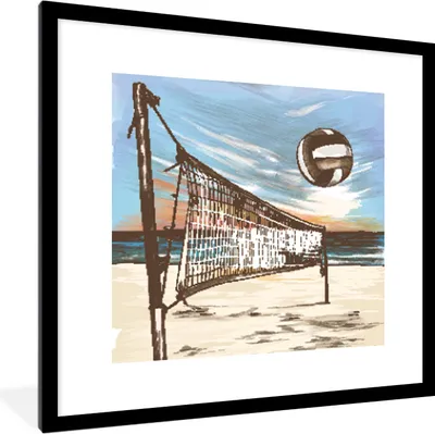 Produktbild von MuchoWow® MuchoWow® Gerahmtes Poster Strand - Volleyball - Netz 40x40 cm - Poster mit zchwarzem Bilderrahmen - Poster - Plakat im Rahmen