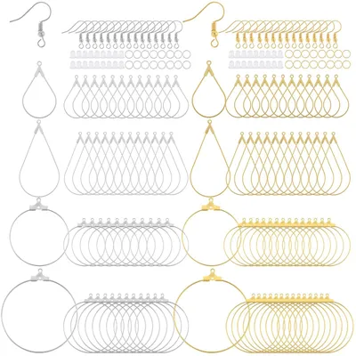 Produktbild von Ohrringe Rohlinge - Set zum Selbermachen mit Ohrhaken und Creolen - Edelstahl - 200 Stück