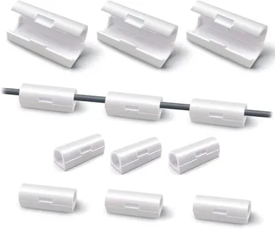Produktbild von PolkaHome® 40 Stück selbstklebende Kabelclips Weiß – Runde Kabelhalter für Kabelmanagement an Schreibtisch, Büro & Zuhause (Weiß -