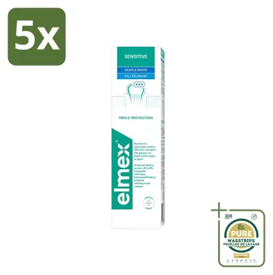 Imagen del producto de 5 unidades de pasta dental blanqueadora para dientes sensibles Elmex - 75 ml - Paquete de suministro