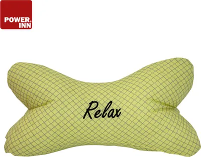 Produktbild von POWER INN Leseknochen | Bestickt | Gelb "Relax" | Nackenkissen | Reisekissen