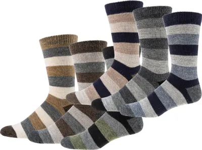 Produktbild von 3 Paar warme Wollsocken mit Alpaka und Schafwolle Socken Damensocken Herrensocken gestreifte Naturfarben 43/46