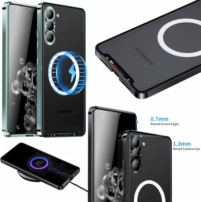 Produktbild von Für Samsung Galaxy S23 Handy Tasche Magnetische Magsafe Metall Design Grün Cover Case Hülle