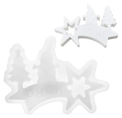 Productafbeelding van Kerstvormen van siliconen, sterrenvormen, siliconenmatrijzen voor kerstdecoraties, siliconensterren, gipsmatrijzen voor het gieten, siliconenmatrijzen voor het maken van kerstdecoraties