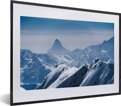 Produktbild von MuchoWow® Gerahmtes Poster Blick auf die Schweizer Berge 40x30 cm - Poster mit Schwarzem Bilderrahmen Wandposter Rahmen Foto Bilder - Bilderrahmen - Poster im Rahmen
