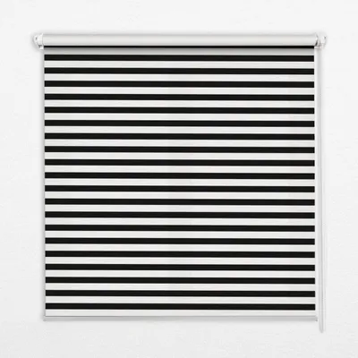 Produktbild von Seitenzug-Rollo Fensterrollo Jalousie - Thermo-Rollo Verdunkelungsrollo - 150x240 cm - Schwarze Streifen