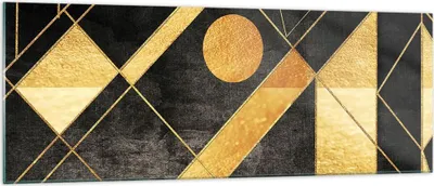 Produktbild von Bilder auf glas - Einteilig - Golden Schwarz Figuren - 140x50cm - Glasbilder - Wandbilder - Bilder - zum Aufhängen bereit - Wanddekoration aus Glas - Glas Bilder - Wandbild auf Glas - GAB140x50-5089