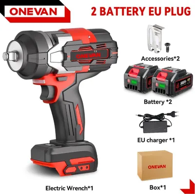 Image de Visseuse à chocs - Visseuse à chocs sans fil à batterie - Couple élevé de 2800 Nm - Moteur sans balais - Kit A avec 2 batteries - e CE - Orange