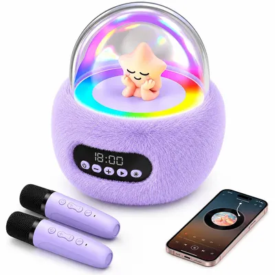Produktbild von Kinder Mikrofon mit Bluetooth, Karaoke Mikrofon Set mit 2 kabellosen Mikrofonen und LED Licht, Musikspielzeug Geschenk für Mädchen und Jungen ab 3 Jahren