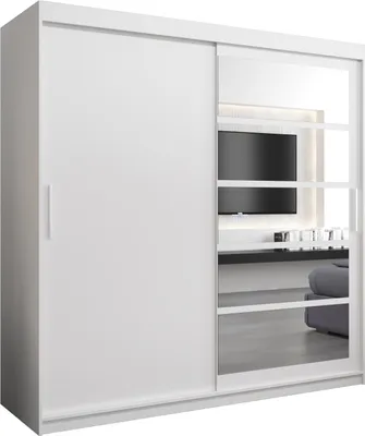 Obrázek produktu pro Minio, skříň "Roma 1", skříň s posuvnými dveřmi, 200 cm, bílá barva
