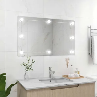 Produktbild von vidaXL Wandspiegel ohne Rahmen mit LED-Beleuchtung Rechteckig Glas
