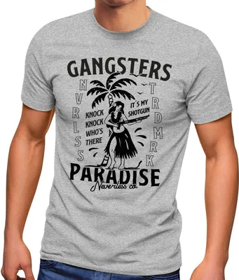 Produktbild von Herren T-Shirt Gangsters Paradise Printshirt T-Shirt Rapper Rap Fashion Streetstyle Neverless®  grau 4XL