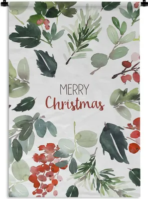 Produktbild von MuchoWow® Wandteppich Wandbehang Weihnachten - Zitat - Aquarell 120x180 cm Tapisserie Dekoration Wandtuch - Schlafzimmer - Dekorationen für das Haus
