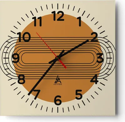 Produktbild von Wanduhr - Quadrat - Glasuhr - Stück Geometrisch Orange - 40x40cm - Schleichendes Uhrwerk - Lautlos - zum Aufhängen bereit - Dekoration Modern - Wanddekoration aus Glas - C4AC40x40-4877