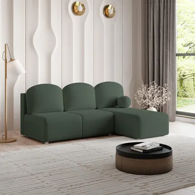 Produktbild von Masseno Ecksofa TRAMA mit Schlaffunktion L-Form, Sofa mit Bettkasten, Wohnzimmersofa, Couch, Soffa, Bettsofa, Couchgarnitur- Grün, QUELLE 37