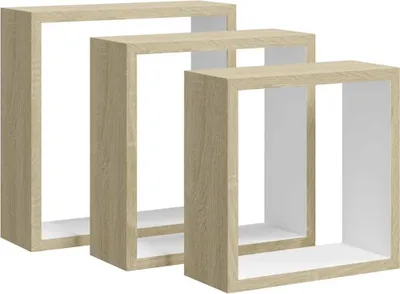Immagine prodotto di vidaXL Scaffali a cubi, 3 pezzi, bianco e rovere Sonoma