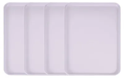 4 Kunststoff-Serviertabletts, 38x27 cm, helles Lavendel