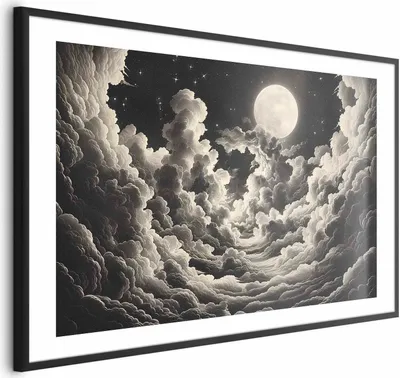 Produktbild von Posterpapier Poster - Moon and Stars Singing Among the Great Clouds 30x21 cm Muster b-H-10059-ao-a