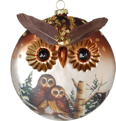 Produktbild von Krebs Glas Lauscha - Christbaumschmuck Eule Diskus - Größe ca. 12cm
