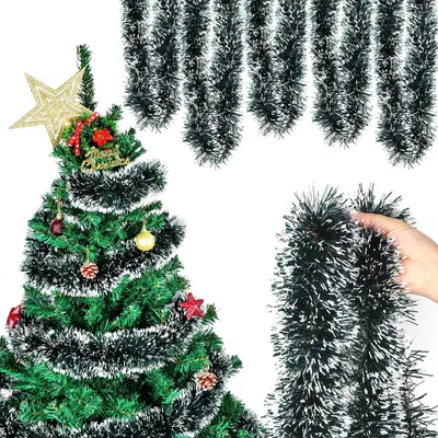 Obrázek produktu pro Zelený vánoční řetěz - 6 x 2 m - PVC - Pro vánoční stromek a interiér - Vnitřní a venkovní použití