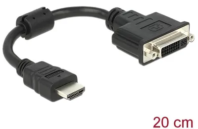 Produktbild von Delock - Adapterkabel - HDMI männlich zu DVI-I weiblich - 20 cm - Schwarz - unterstützt 1920 x 1080 bei 60 Hz