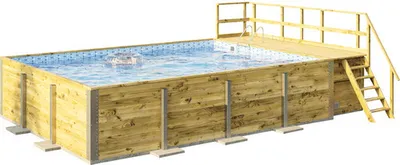 Produktbild von Aufstellpool Holzpool-Set Weka 595 rechteckig 650x490x201 cm inkl. Skimmer, Filteranlage, Bodenschutzvlies, Innenausklei